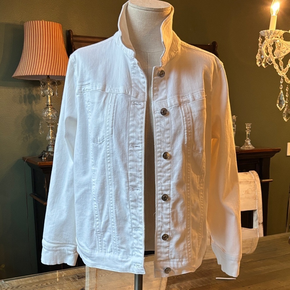 Chico's women's White Denim Jacket - Picture 2 of 14
